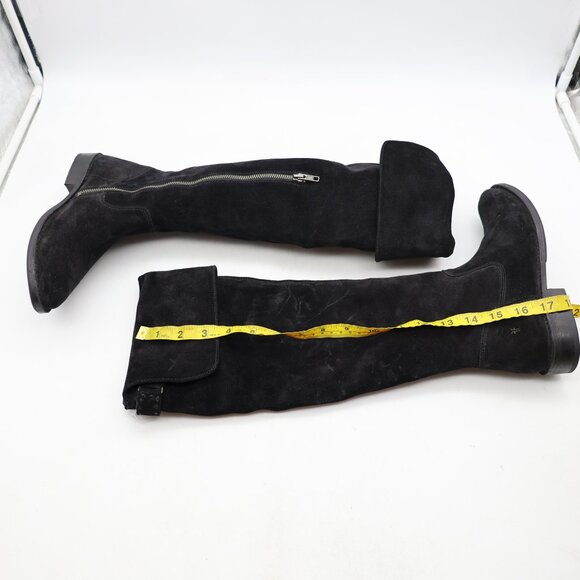 FRYE Shirley Over the Knee Fold Over Women's Size 6 B Zip Boots Black Suede - Picture 6 of 9